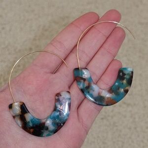Eye Candy LA Blue and Brown Resin Hoop Earrings